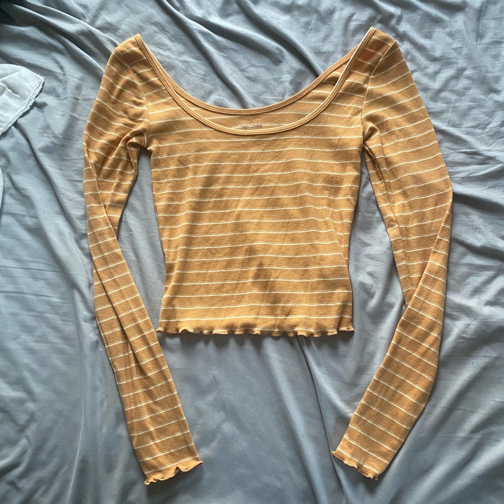 Arizona Jean Co striped yellow and white cropped long sleeve size XS